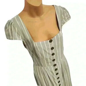 Women's Trixxi Green Striped Cap Sleeve Summer Maxi Dress